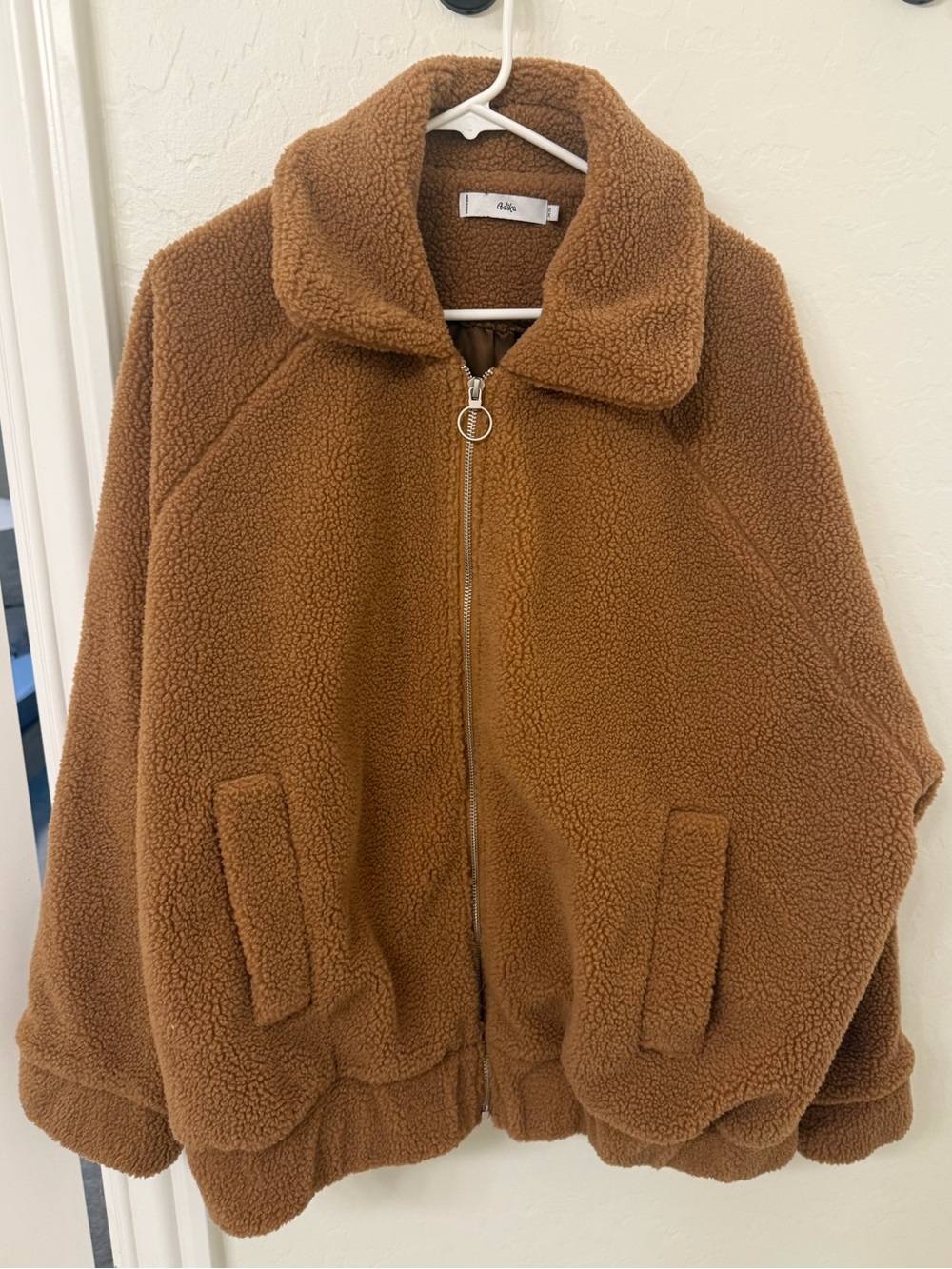 ADIKA Cozy Brown Teddy Faux Shearling Zip Jacket. Oversized-XS. LIKE NEW!